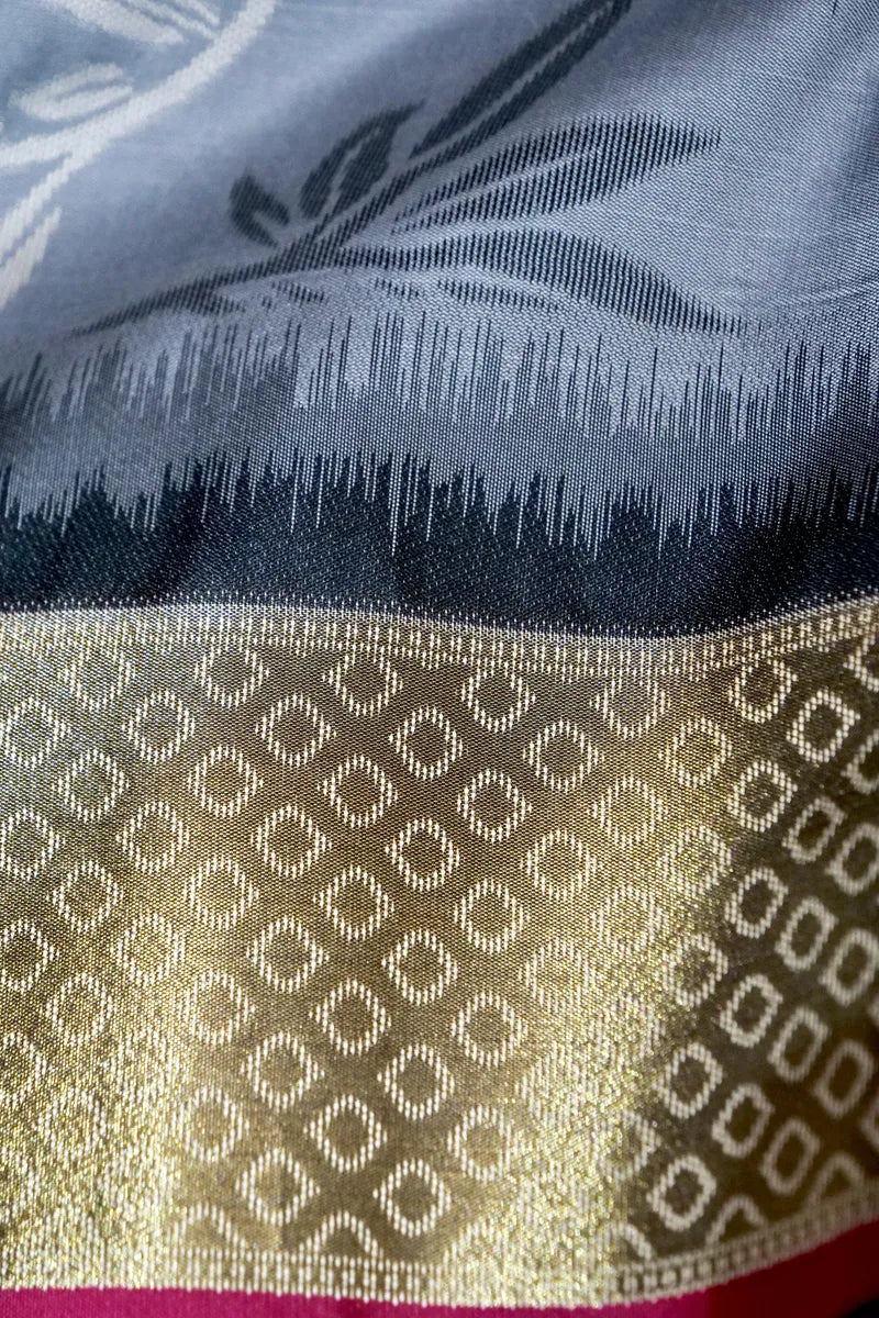 GREY COLOR BANARASI SILK SAREE
