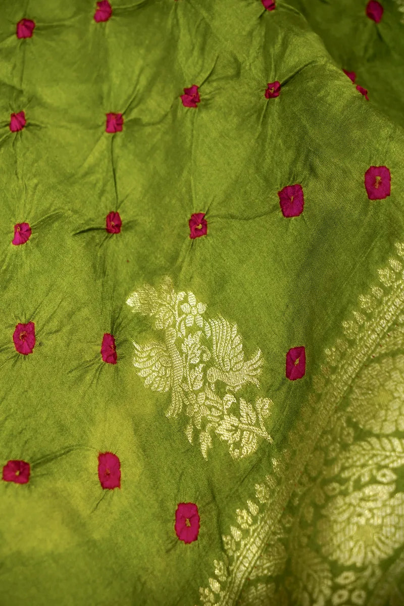 TEAL BLUE COLOR GAJJI SILK BANDHANI SAREE