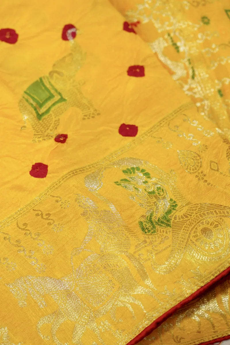 TEAL BLUE COLOR GAJJI SILK BANDHANI SAREE