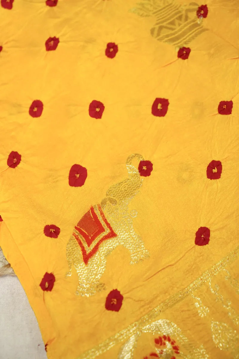 TEAL BLUE COLOR GAJJI SILK BANDHANI SAREE