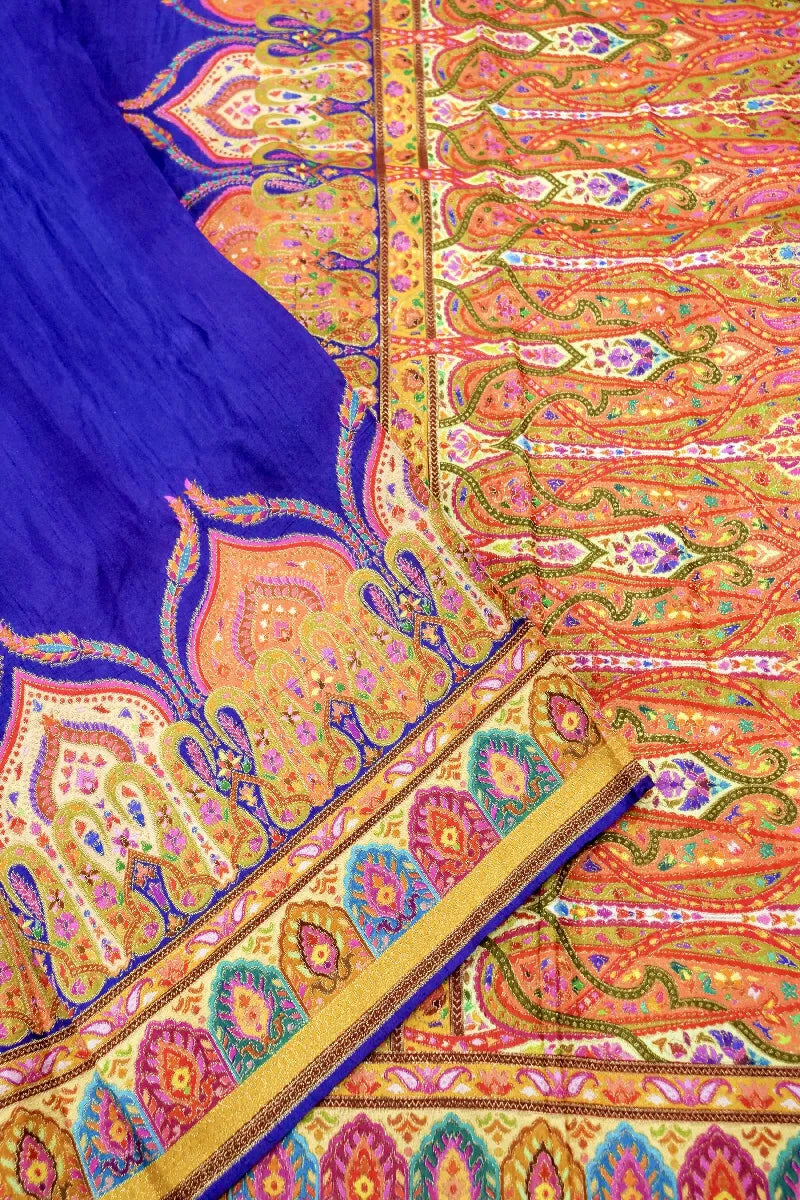 BLUE COLOR CREPE SILK PASHMINA SAREE