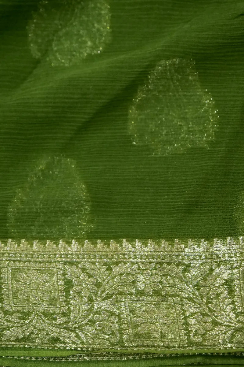 MEHENDI GREEN COLOR CHIFFON SAREE