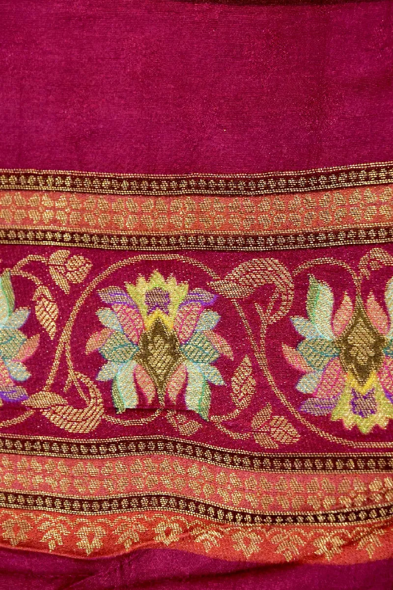 OFF WHITE WITH PINK COLOR CREPE SILK PASHMINA SAREE