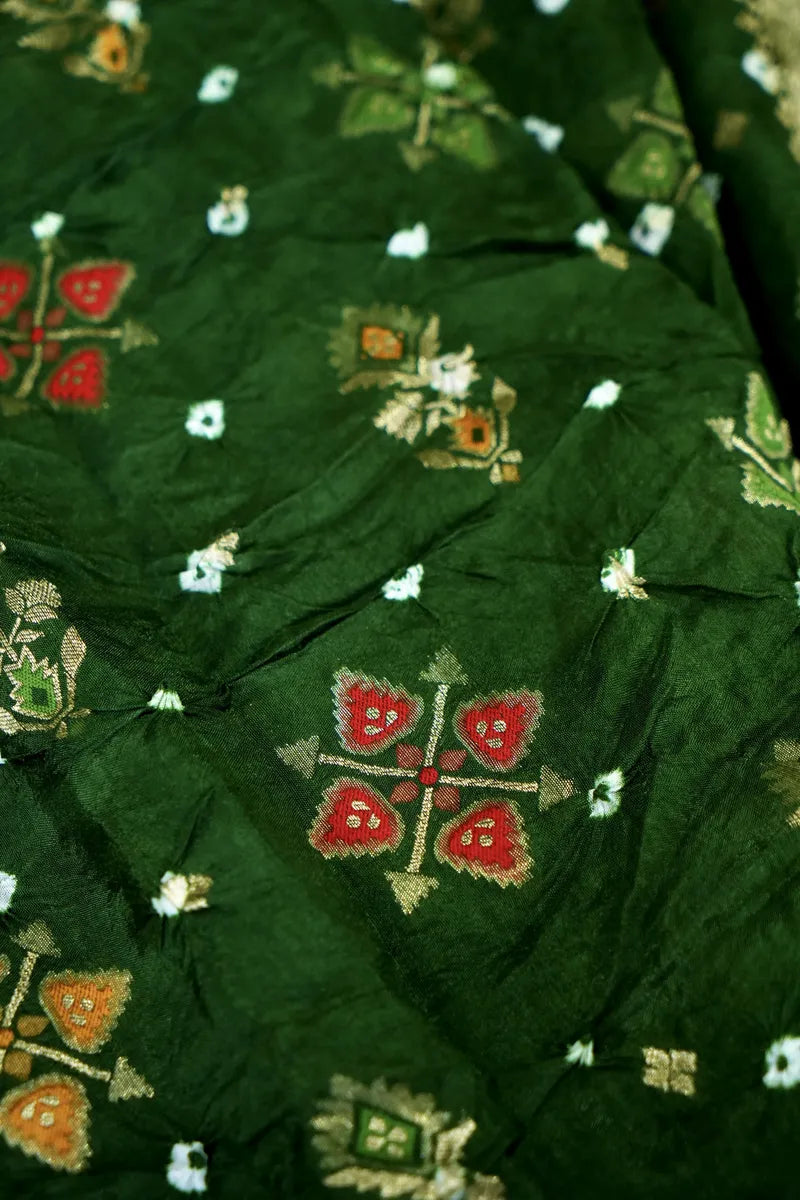 TEAL BLUE COLOR GAJJI SILK BANDHANI SAREE