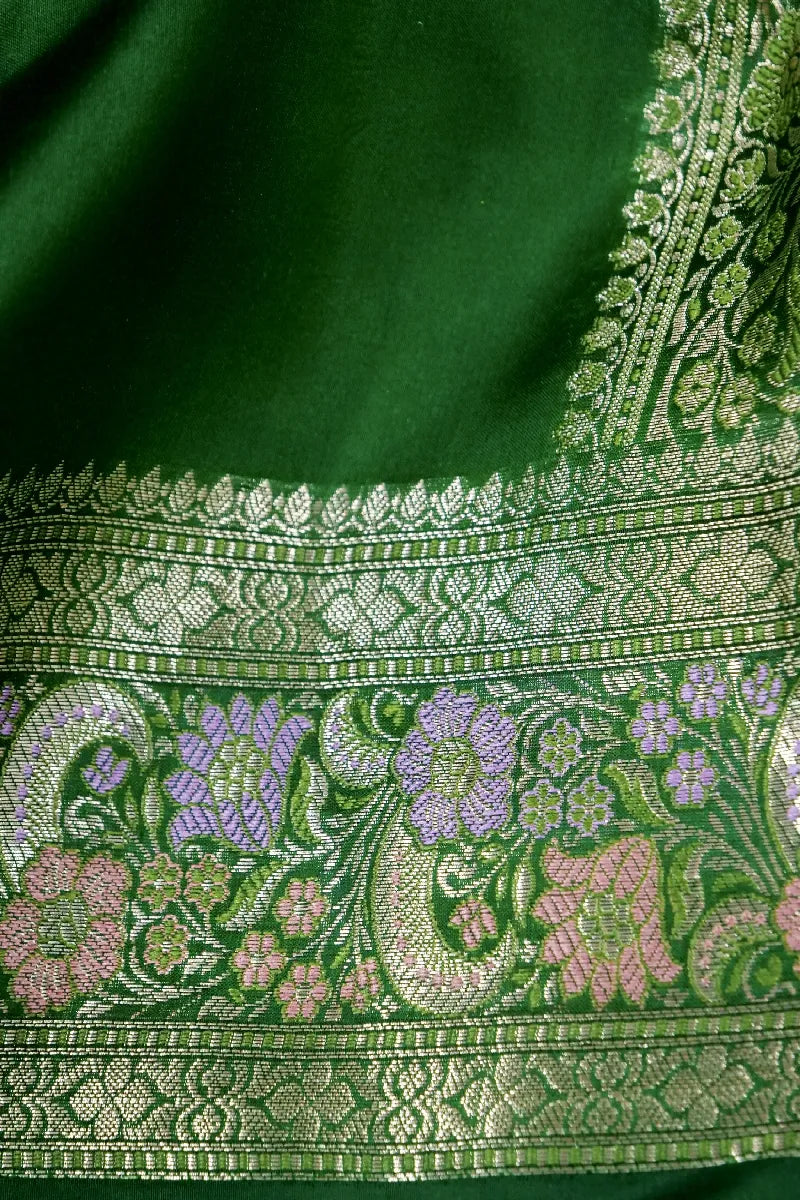 DARK GREEN COLOR PURE DUPIAN SILK SAREE