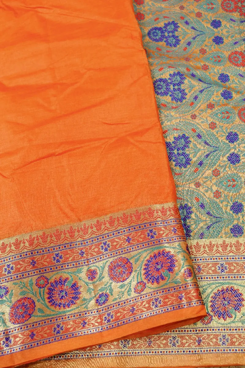 ORANGE COLOR BANARASI TUSSAR SILK SAREE