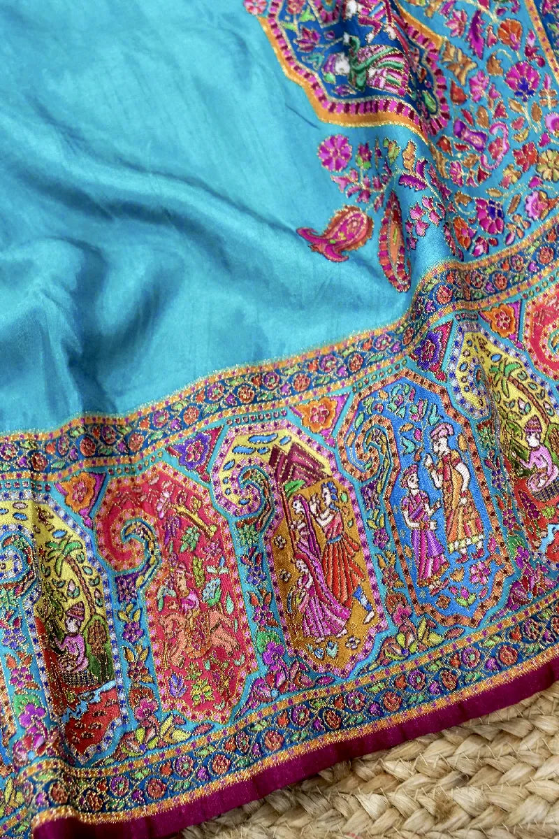 FIROZI COLOR CREPE SILK PASHMINA SAREE
