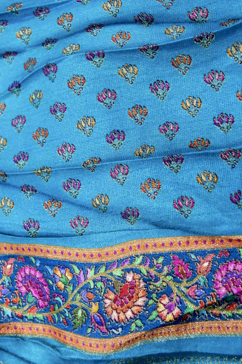 FIROZI COLOR CREPE SILK PASHMINA SAREE