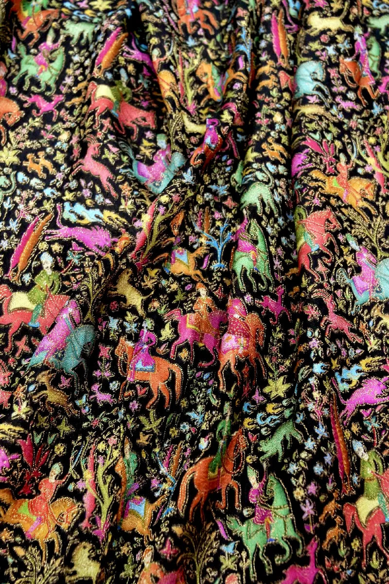 BLACK COLOR CREPE SILK PASHMINA SAREE