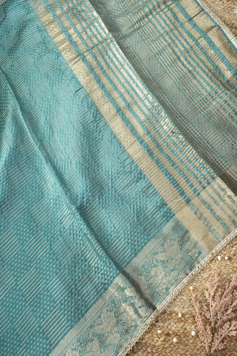 AQUA BLUE COLOR DOLA SILK SAREE