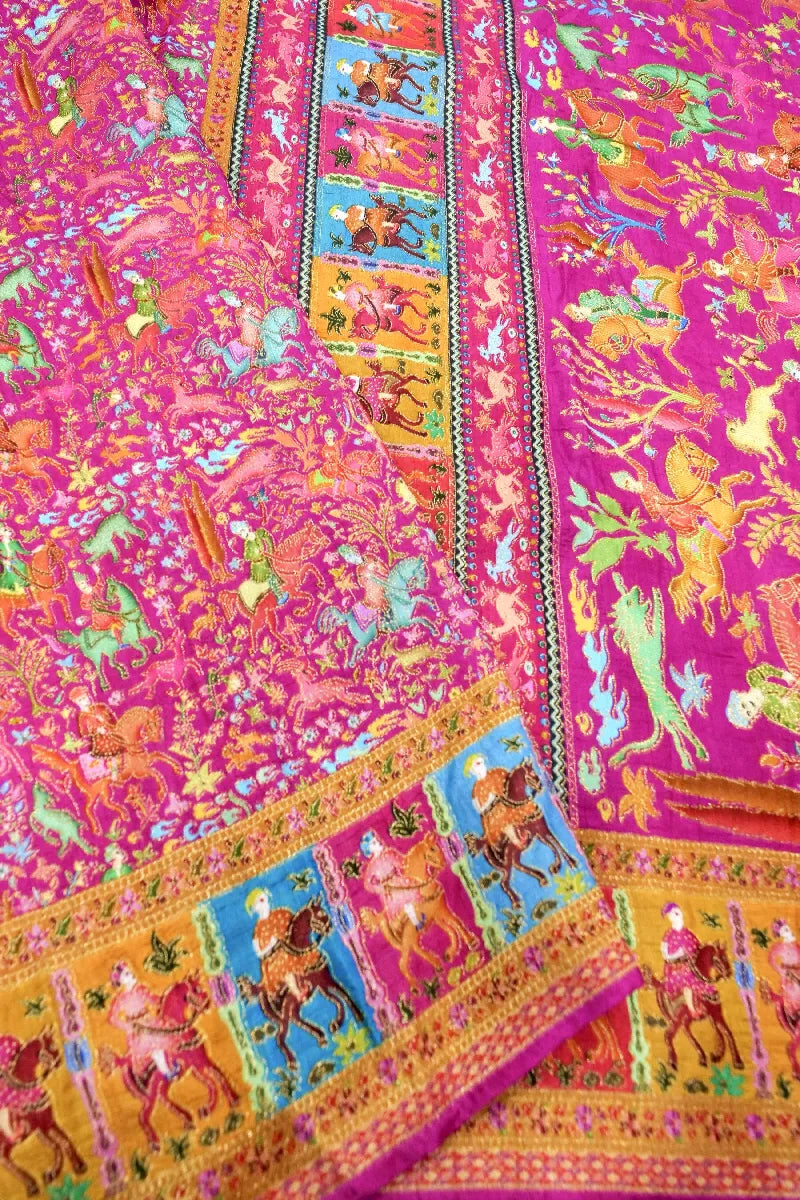 PINK COLOR CREPE SILK PASHMINA SAREE