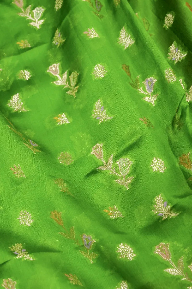 GREEN WITH PINK COLOR PURE DUPIAN SILK SAREE