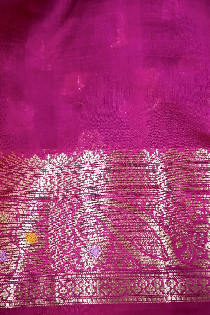 GREEN WITH PINK COLOR PURE DUPIAN SILK SAREE