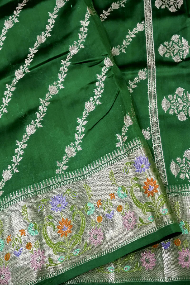 GREEN COLOR PURE DUPIAN SILK SAREE