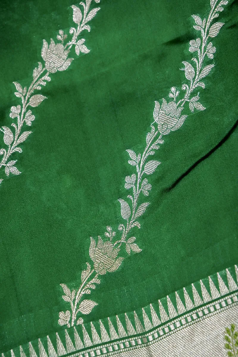 GREEN COLOR PURE DUPIAN SILK SAREE