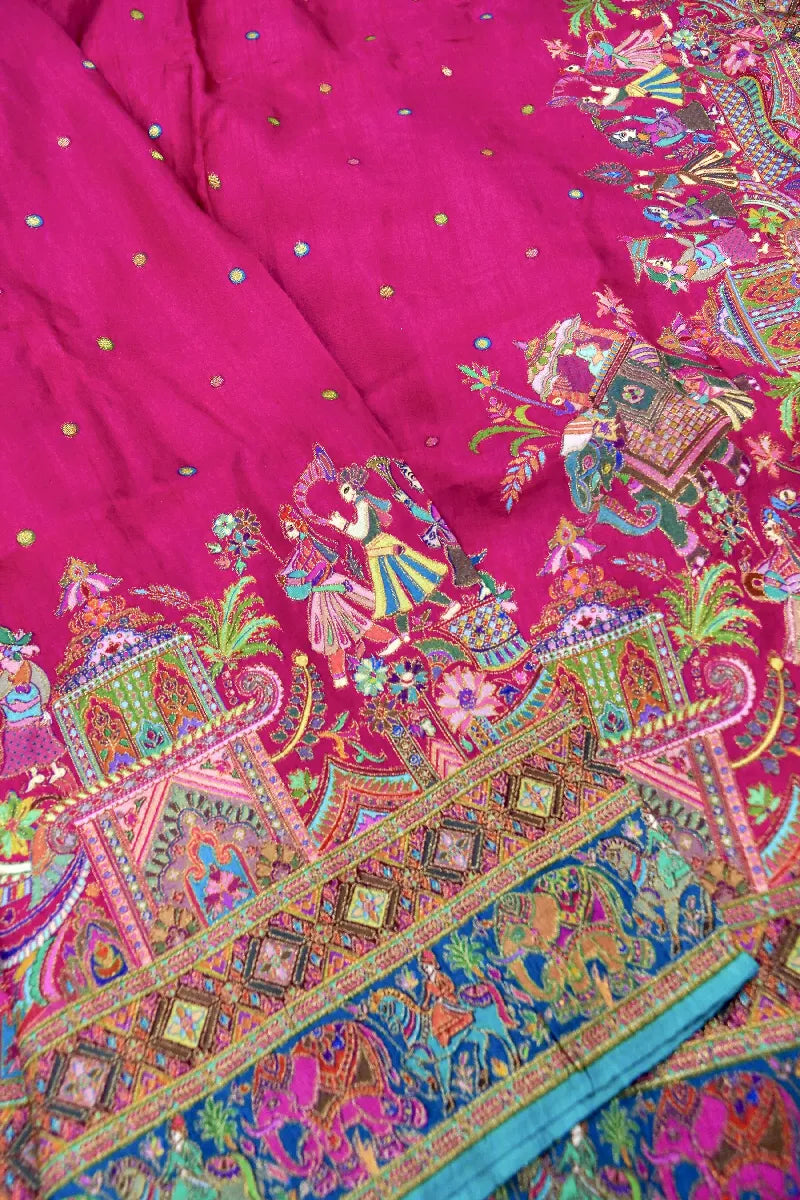 DARK PINK COLOR CREPE SILK PASHMINA SAREE