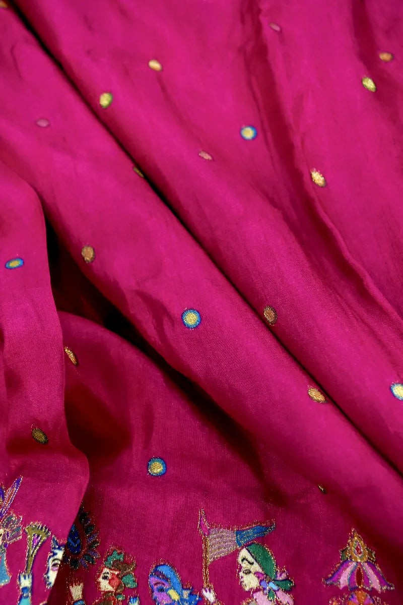 DARK PINK COLOR CREPE SILK PASHMINA SAREE