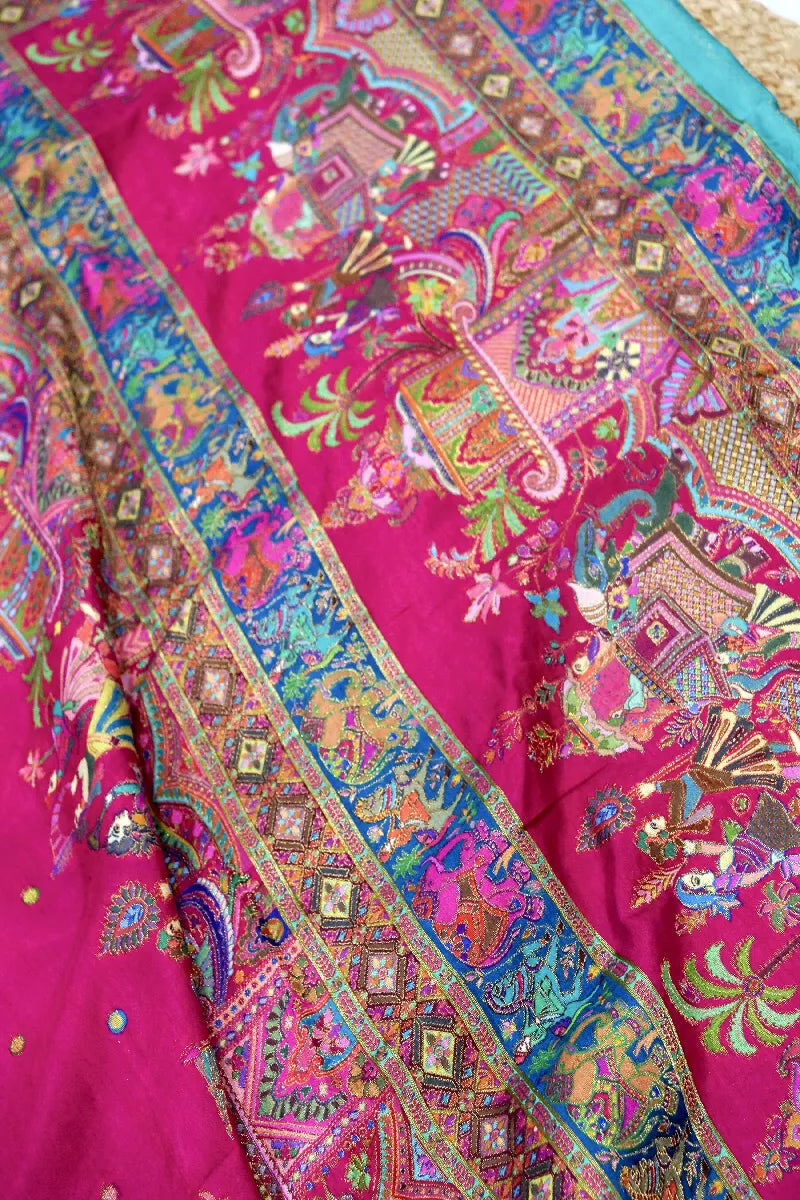 DARK PINK COLOR CREPE SILK PASHMINA SAREE