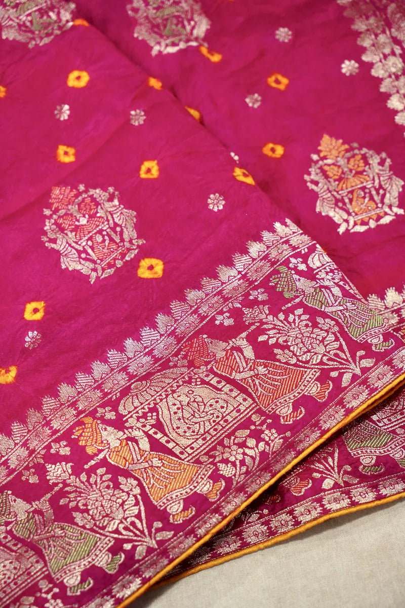 TEAL BLUE COLOR GAJJI SILK BANDHANI SAREE