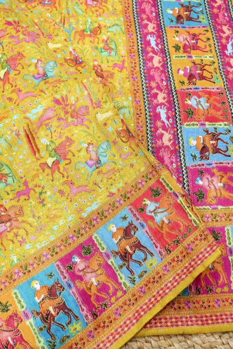 MULTI COLOR CREPE SILK PASHMINA SAREE
