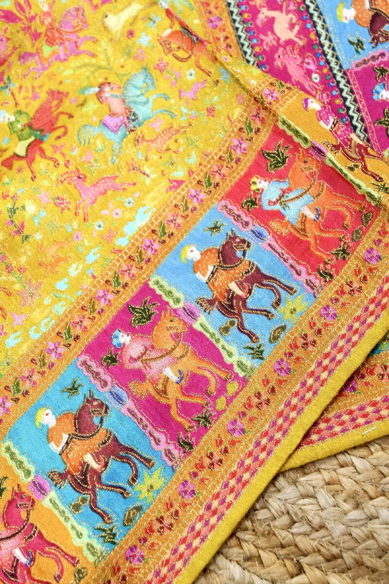 MULTI COLOR CREPE SILK PASHMINA SAREE