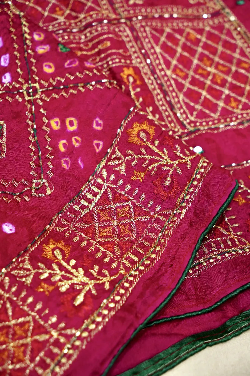 PINK COLOR BANDHEJ SAREE