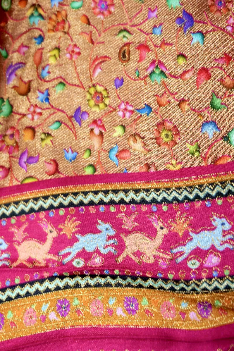 MULTI COLOR CREPE SILK PASHMINA SAREE