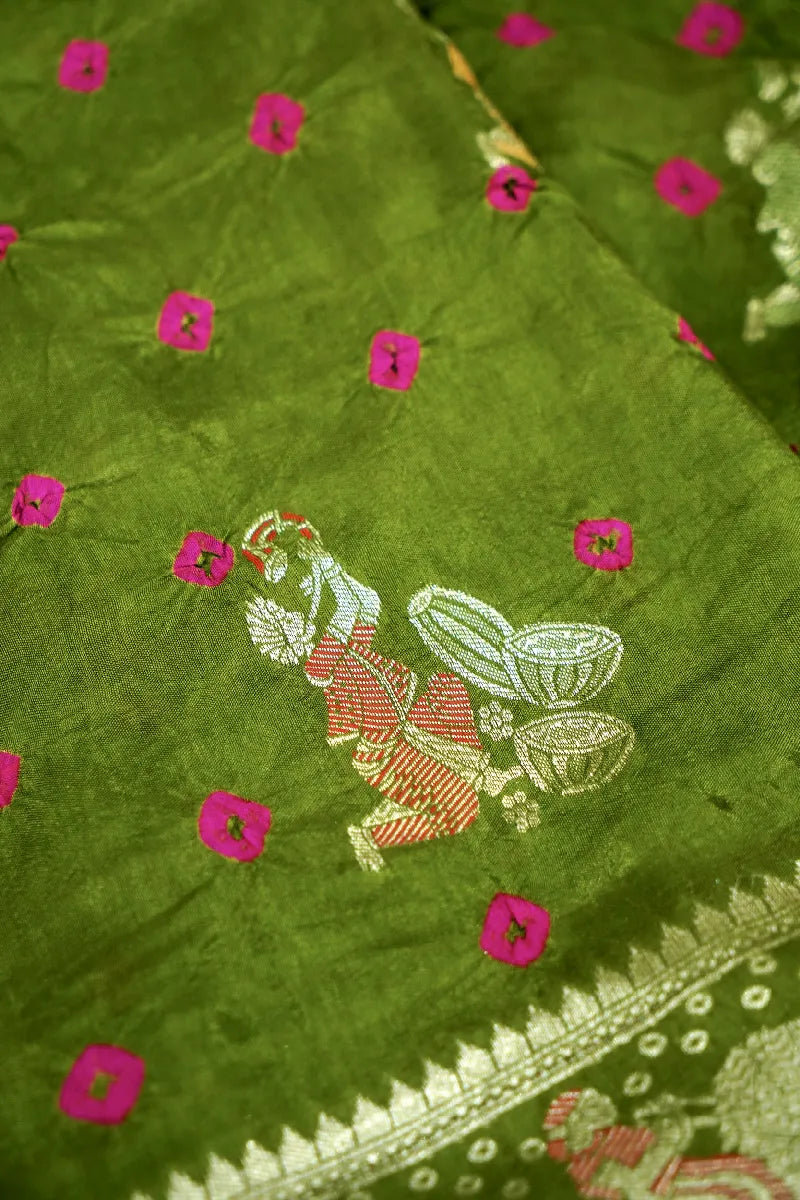TEAL BLUE COLOR GAJJI SILK BANDHANI SAREE