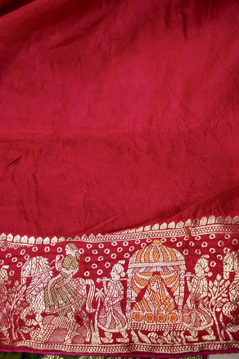 TEAL BLUE COLOR GAJJI SILK BANDHANI SAREE