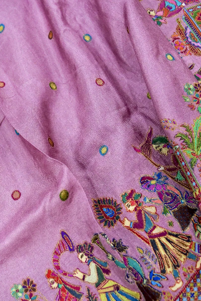 ONION PINK COLOR CREPE SILK PASHMINA SAREE