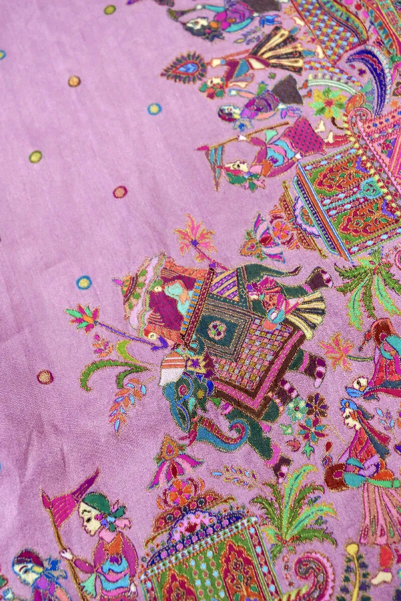 ONION PINK COLOR CREPE SILK PASHMINA SAREE