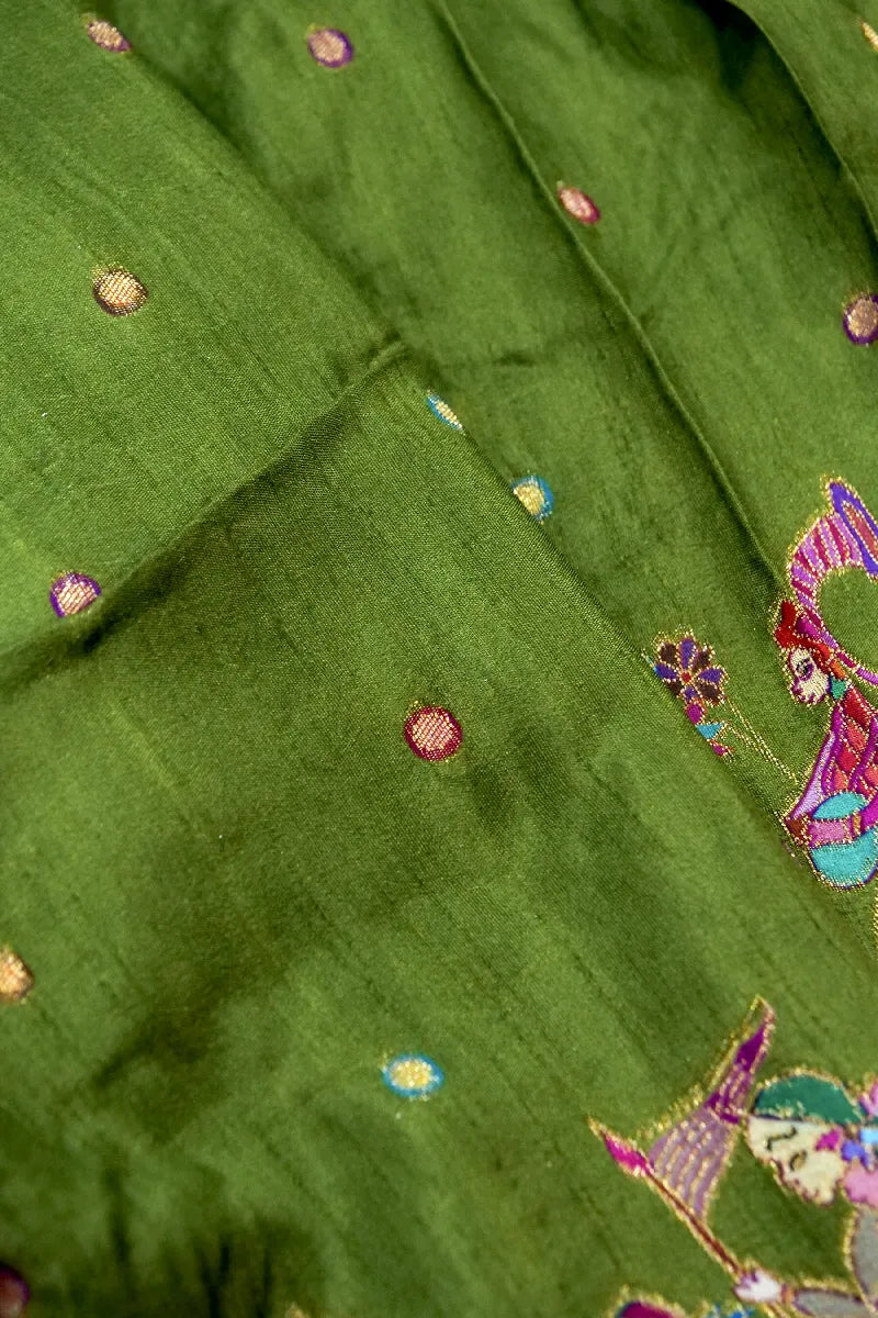 GREEN COLOR CREPE SILK PASHMINA SAREE
