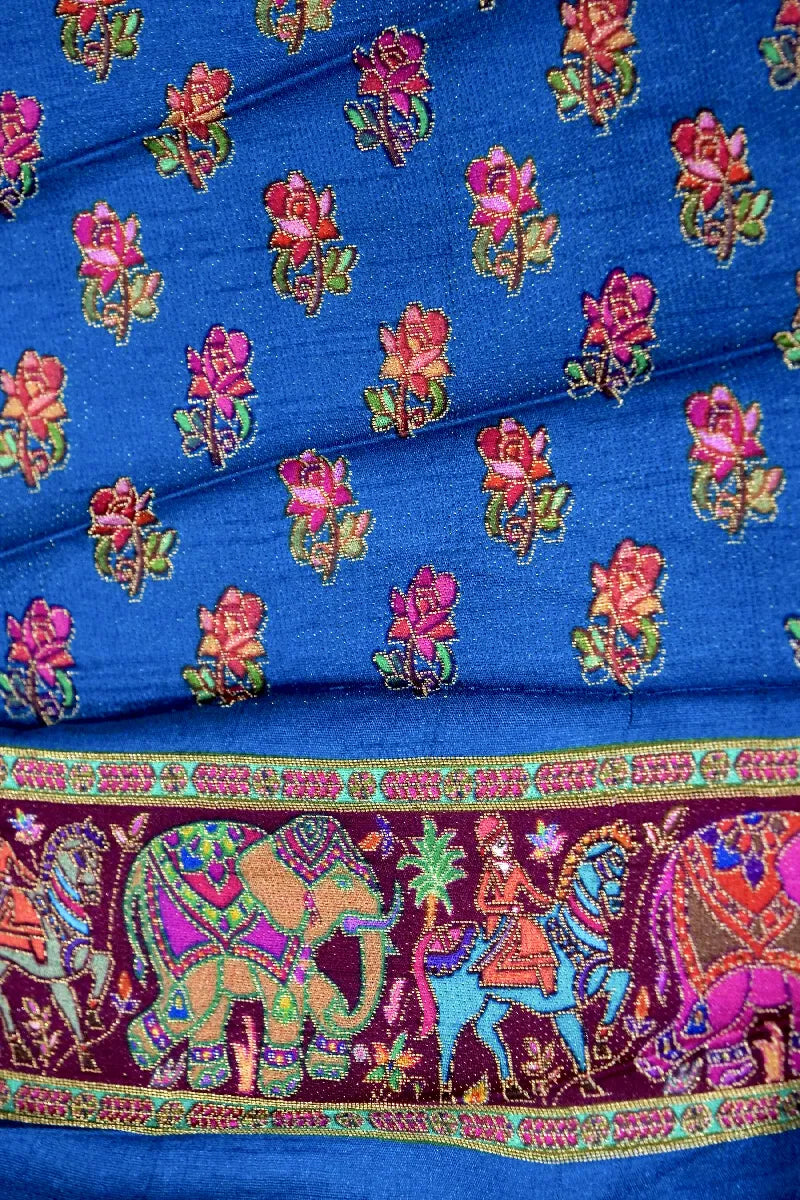 GREEN COLOR CREPE SILK PASHMINA SAREE