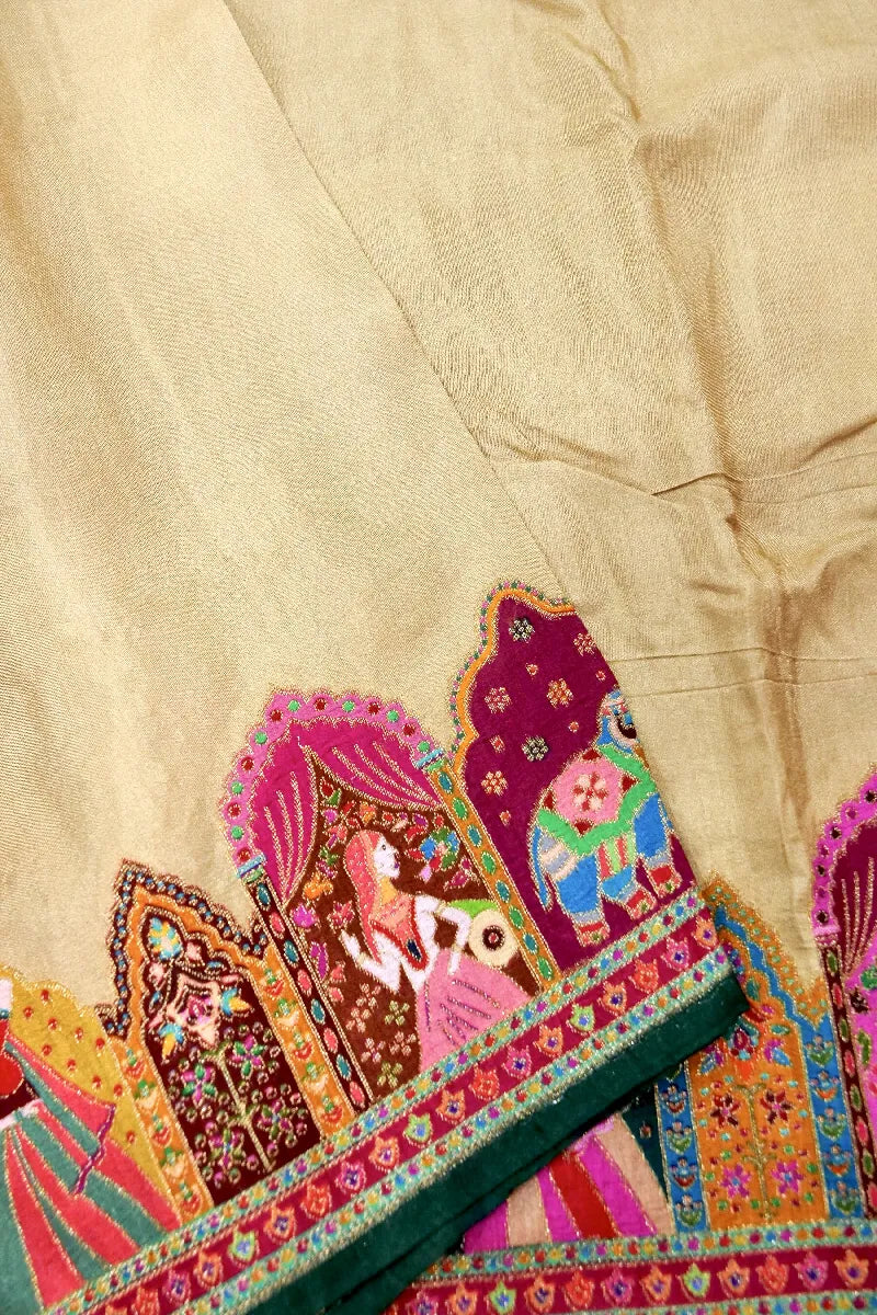BIEGE COLOR CREPE SILK PASHMINA SAREE