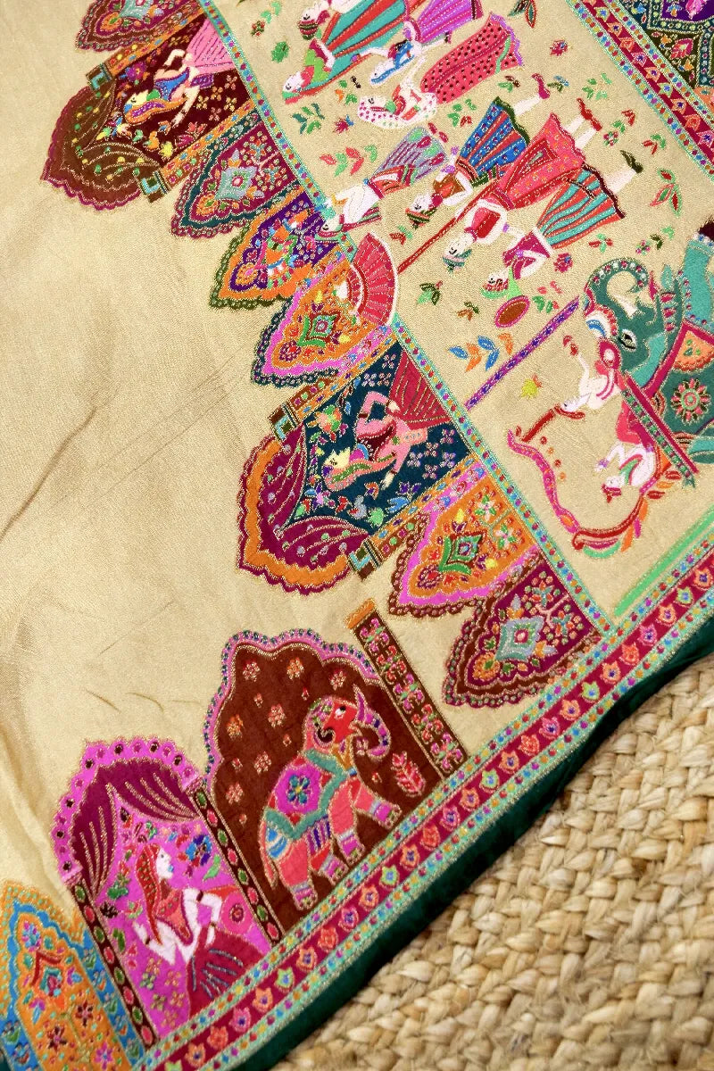 BIEGE COLOR CREPE SILK PASHMINA SAREE