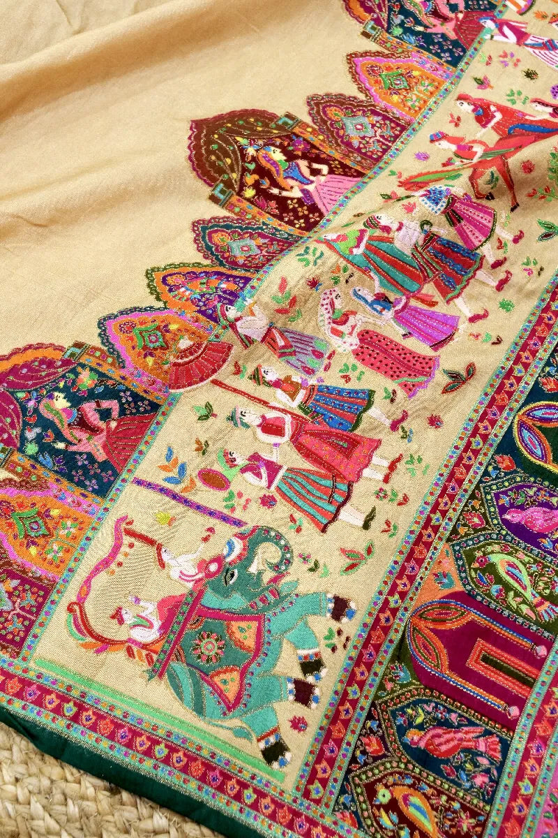 BIEGE COLOR CREPE SILK PASHMINA SAREE