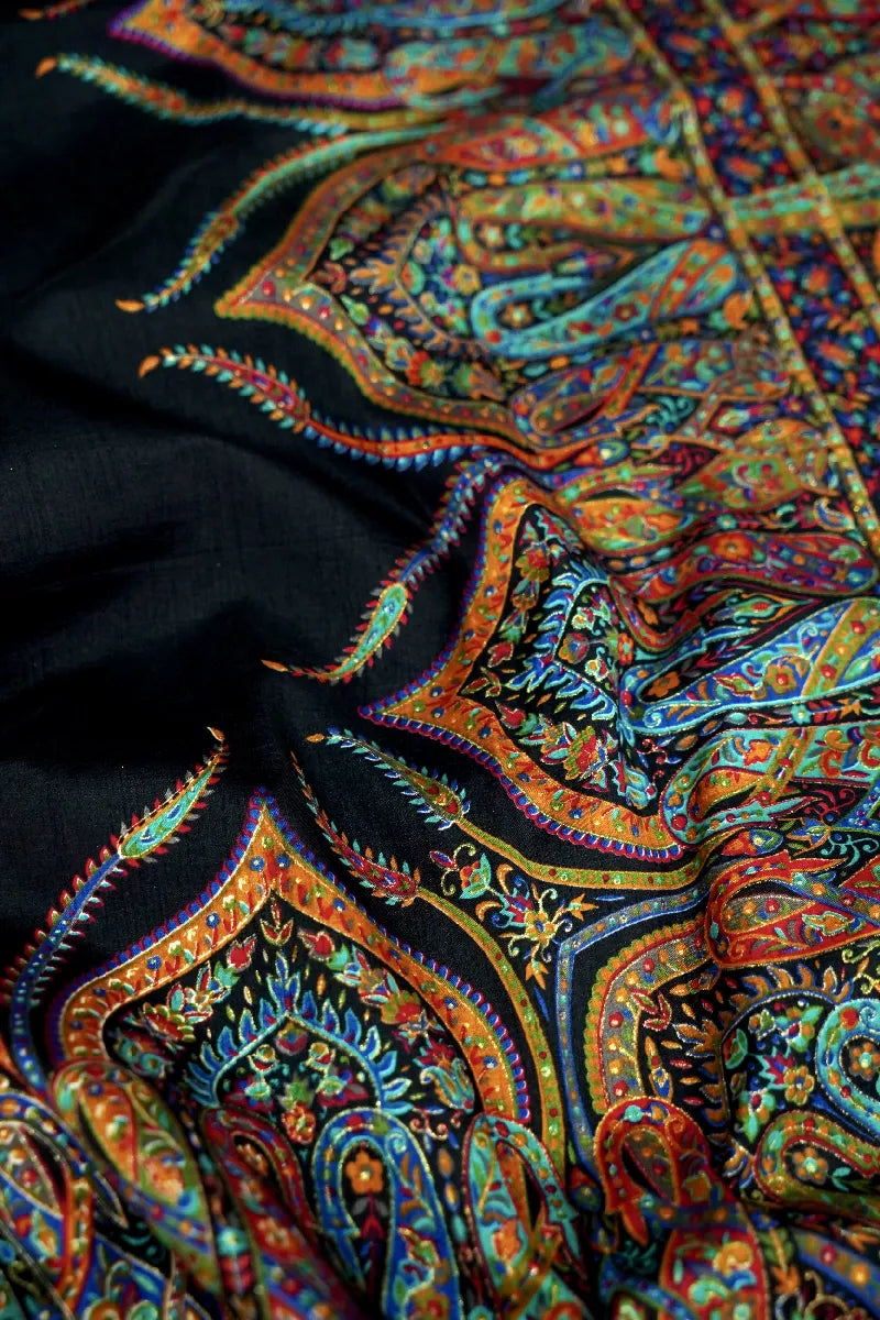 BLACK COLOR PANCHMEENA SILK SAREE