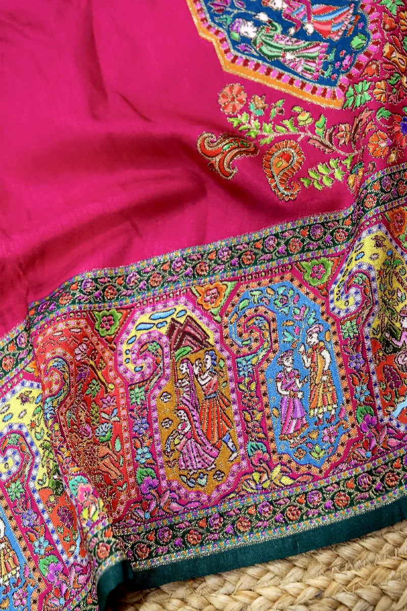 PINK COLOR CREPE SILK PASHMINA SAREE