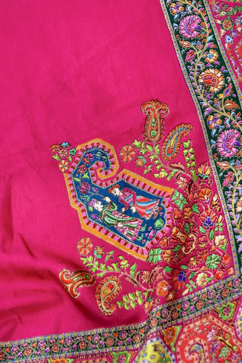 PINK COLOR CREPE SILK PASHMINA SAREE