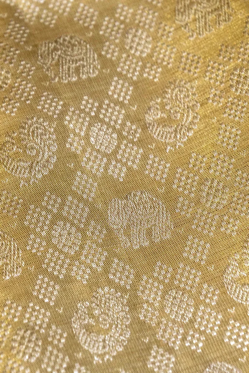 PURE HANDLOOM REAL ZARI GOLDEN COLOR KANCHIPURAM SILK SAREE