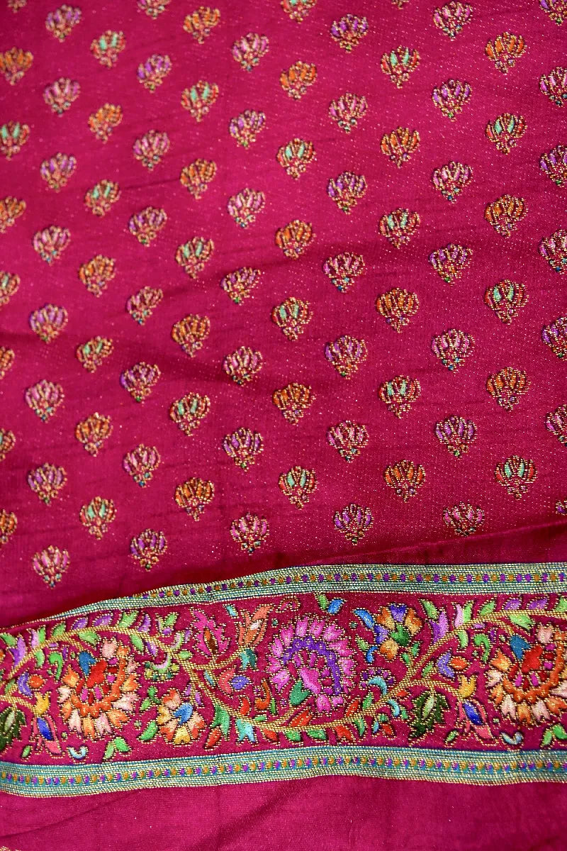PINK COLOR CREPE SILK PASHMINA SAREE