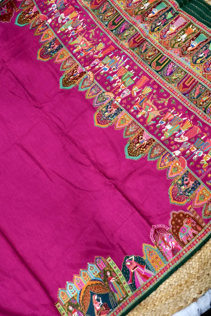 PINK COLOR CREPE SILK PASHMINA SAREE