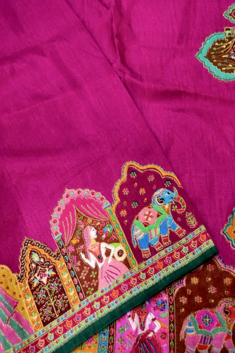 PINK COLOR CREPE SILK PASHMINA SAREE