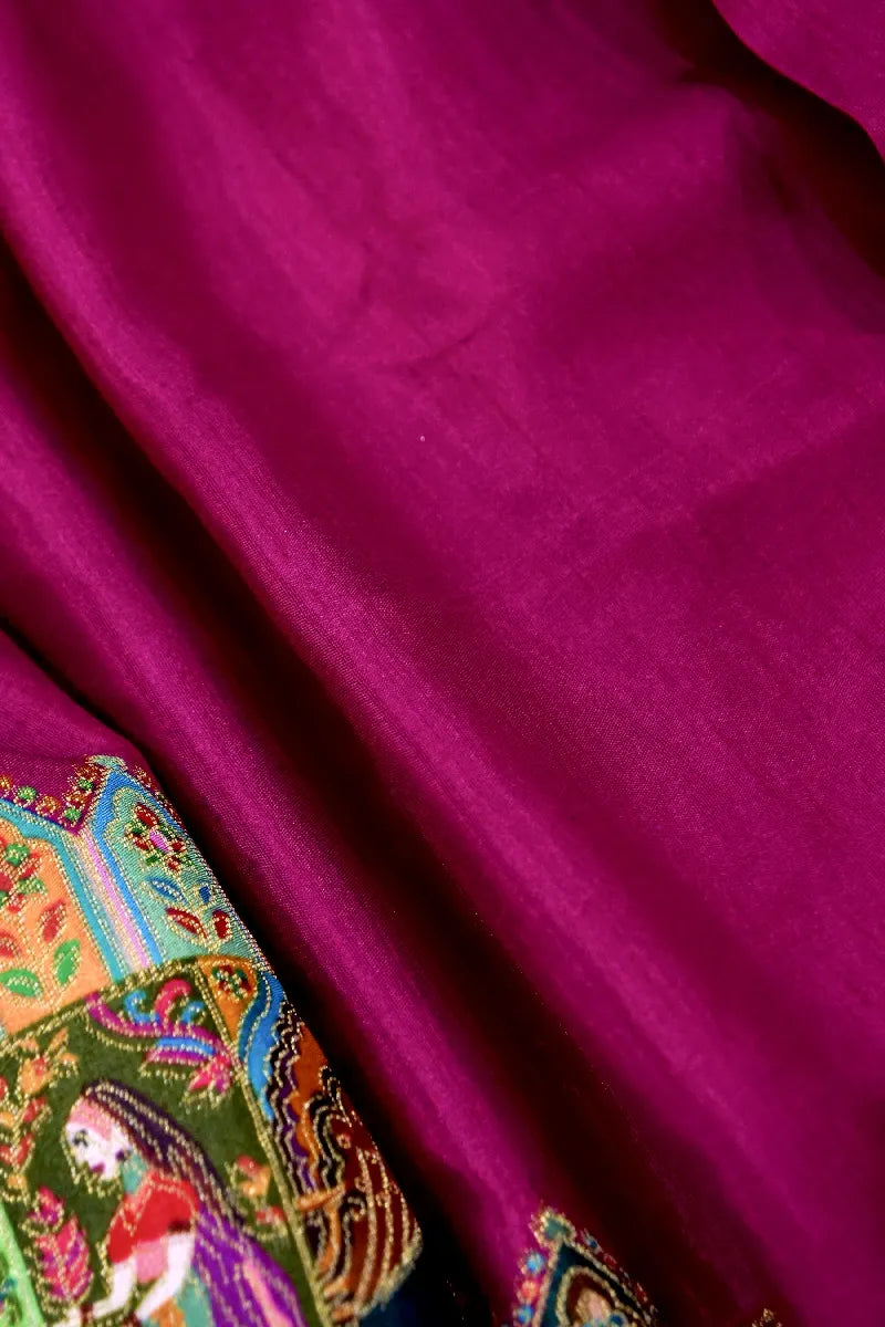 PINK COLOR CREPE SILK PASHMINA SAREE