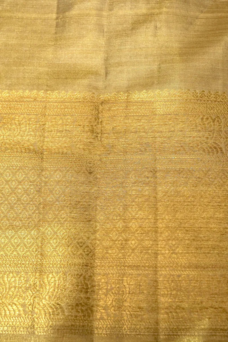 PURE HANDLOOM REAL ZARI GOLDEN COLOR KANCHIPURAM SILK SAREE