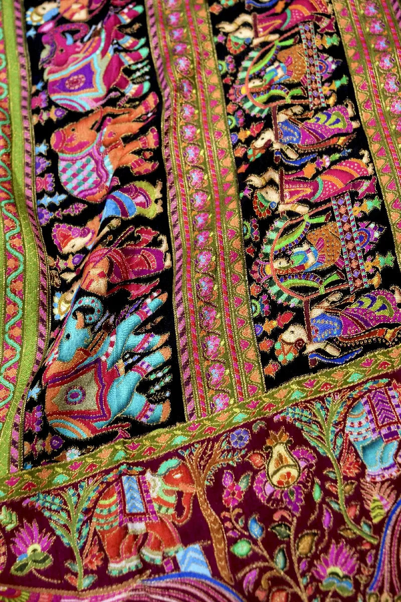 BLACK COLOR CREPE SILK PASHMINA SAREE