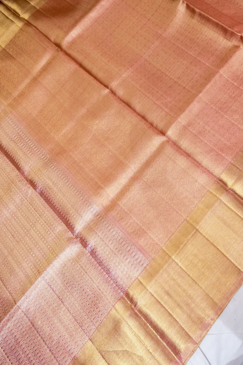 PURE HANDLOOM REAL ZARI ONION PINK COLOR KANCHIPURAM SILK SAREE