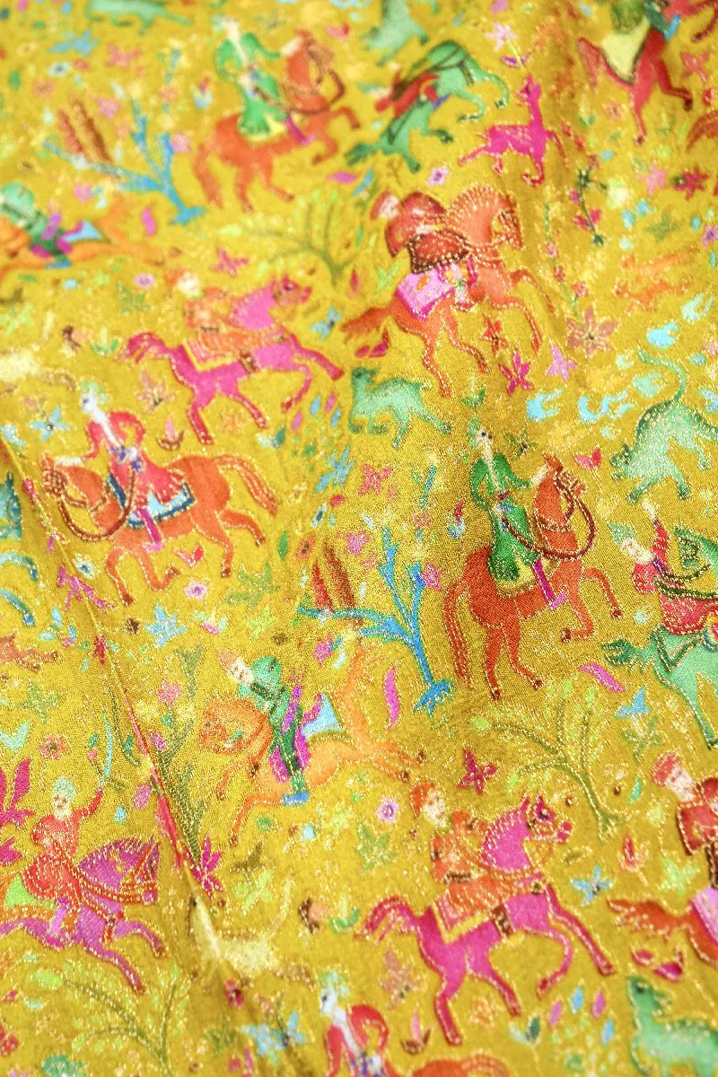 LEMON GREEN WITH PINK COLOR CREPE SILK PASHMINA SAREE