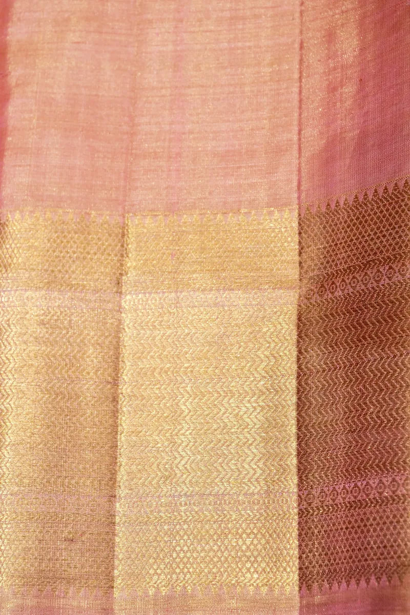 PURE HANDLOOM REAL ZARI ONION PINK COLOR KANCHIPURAM SILK SAREE