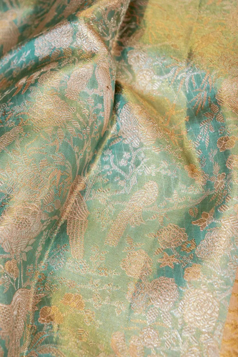 PURE HANDLOOM REAL ZARI SEA GREEN COLOR KANCHIPURAM SILK SAREE